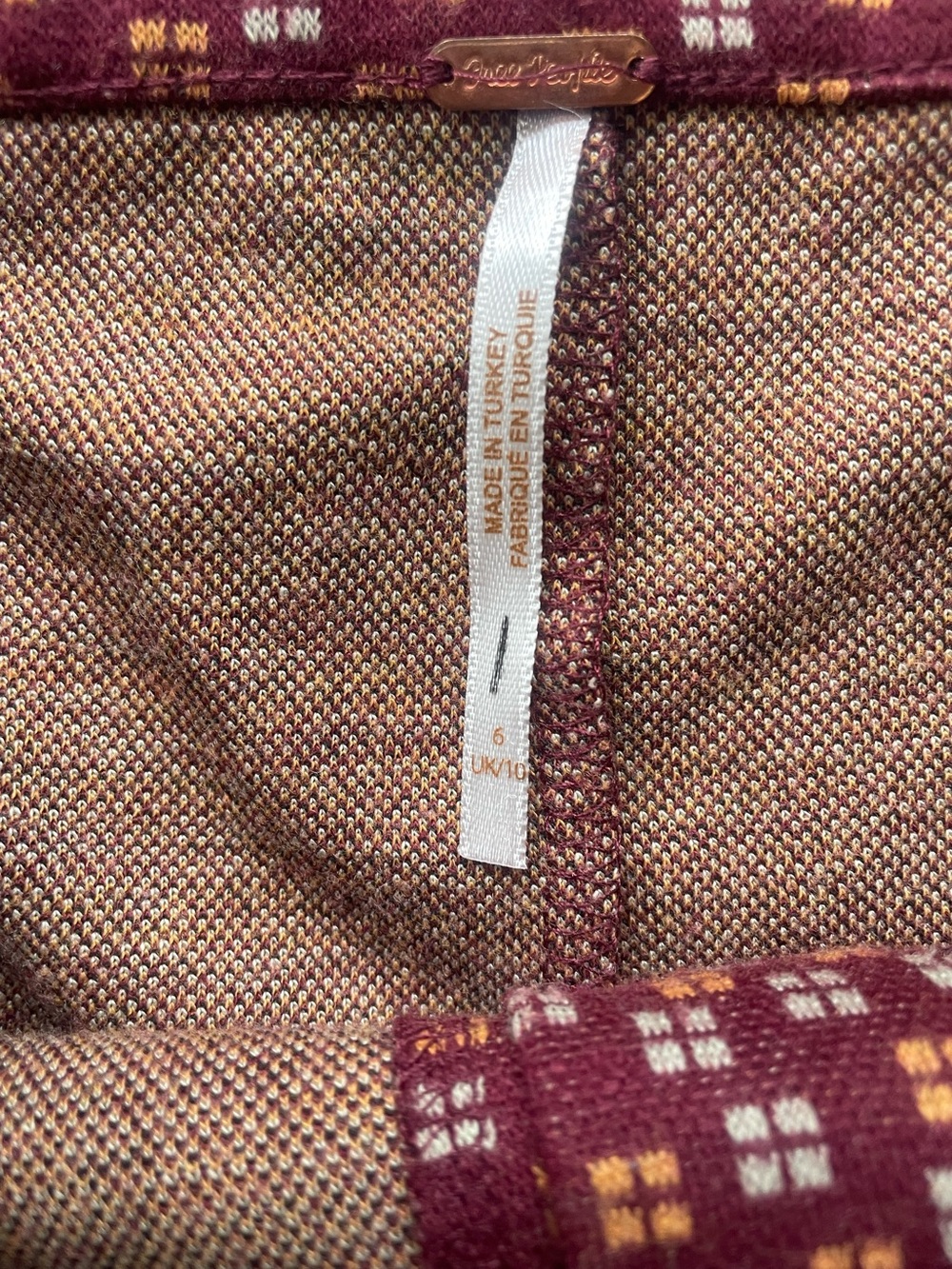 "Free People Maroon
Geometric Micro-Mosaic
Knit Trousers - Picture 5 of 5